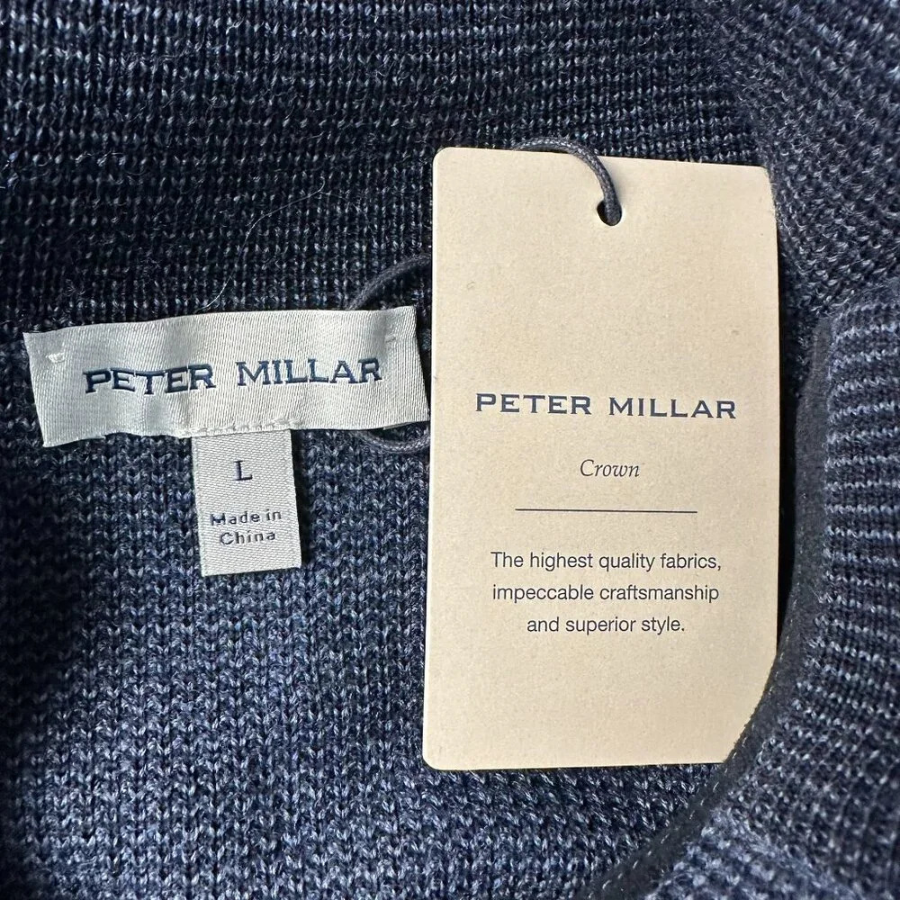 Peter Millar Men's West 1/4 Zip Merino Wool Pullover Sweater, Size Large, Blue